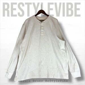 LL BEAN Men’s Size XXL TALL Shirt Henley Thermal Style 100% Cotton Traditional